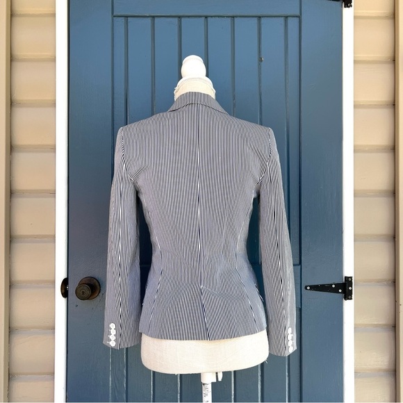 Zara Striped Blazer - Blue and White Women Size Medium - Picture 3 of 8